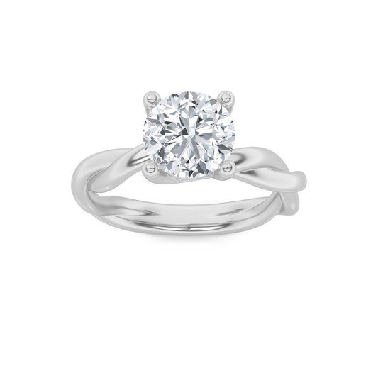 2CTW Round Shaped Lab Grown Diamond (F/VS) Twisted Shank Solitaire Engagement Ring in 14K Gold