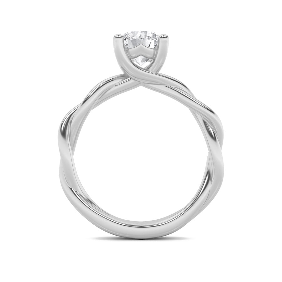 2CTW Round Shaped Lab Grown Diamond (F/VS) Twisted Shank Solitaire Engagement Ring in 14K Gold