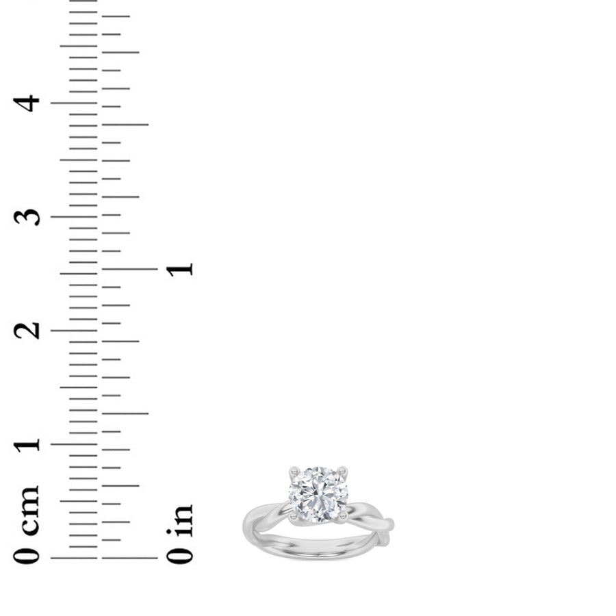2CTW Round Shaped Lab Grown Diamond (F/VS) Twisted Shank Solitaire Engagement Ring in 14K Gold