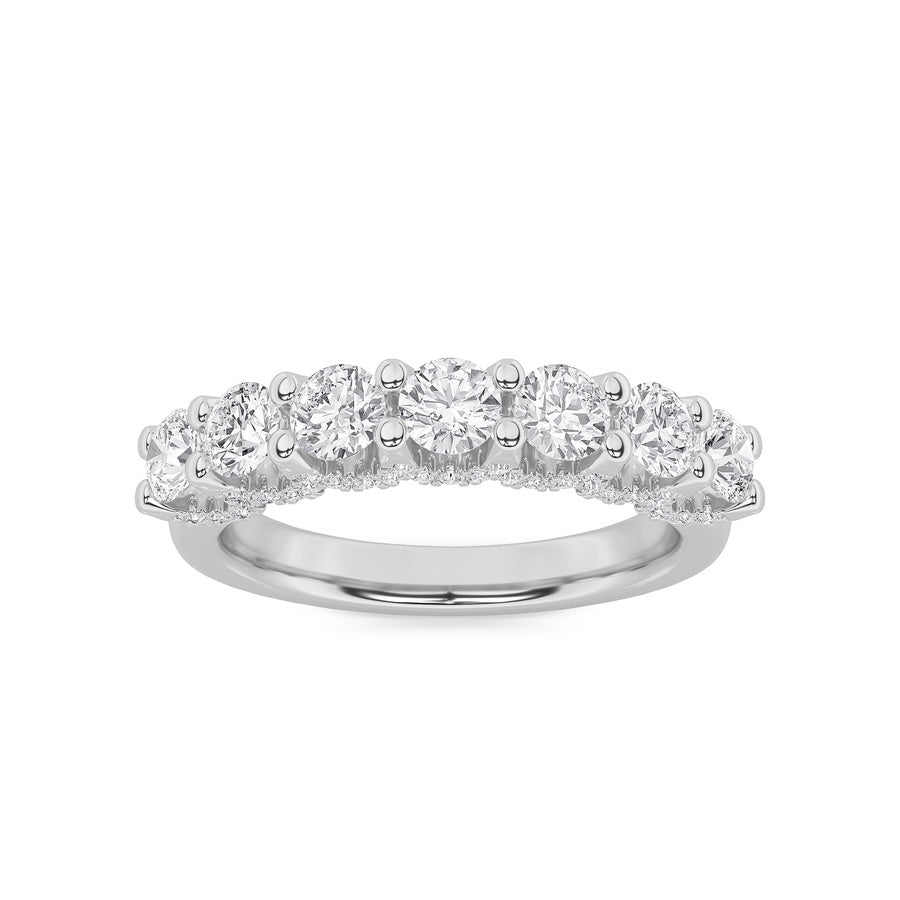 1CTW Round Shaped Lab Grown Diamond (F/VS) Accented Double Halo Set of Band and  Ring in 14K Gold