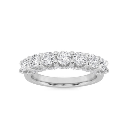 1CTW Round Shaped Lab Grown Diamond (F/VS) Accented Double Halo Set of Band and  Ring in 14K Gold
