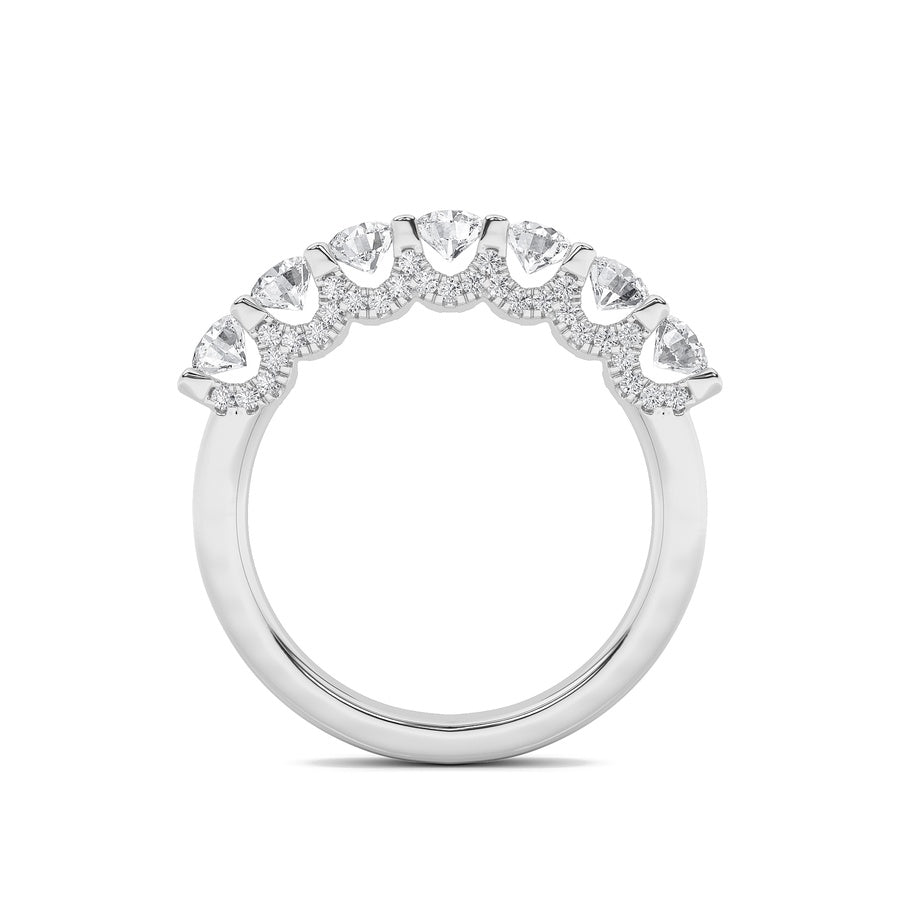 1CTW Round Shaped Lab Grown Diamond (F/VS) Accented Double Halo Set of Band and  Ring in 14K Gold