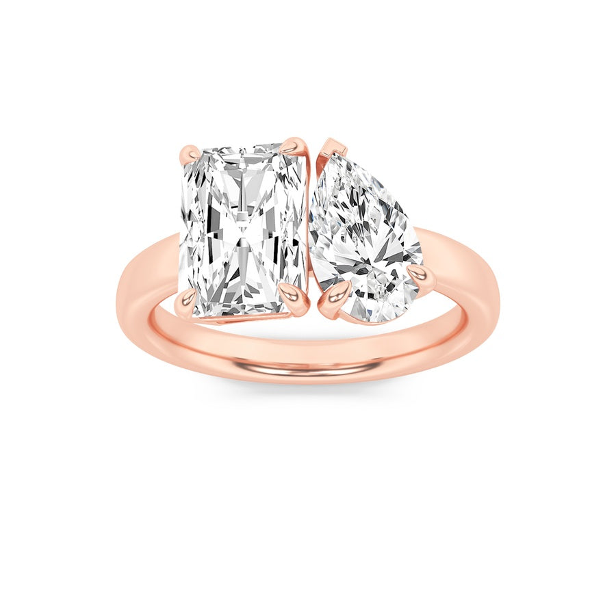 3CTW Radiant Shaped Lab Grown Diamond (F/VS) Toi et Moi Fashiion Ring in 14K Gold