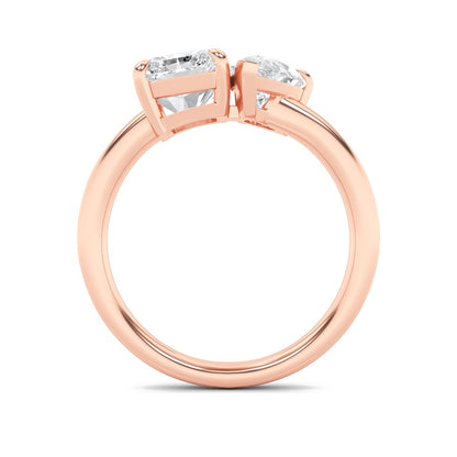 3CTW Radiant Shaped Lab Grown Diamond (F/VS) Toi et Moi Fashiion Ring in 14K Gold