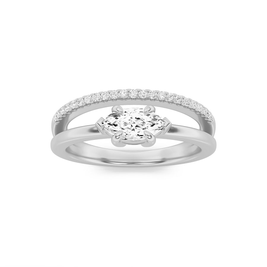0.5CTW Marquise Shaped Lab Grown Diamond (G/VS) Fashion Ring in 10K Gold