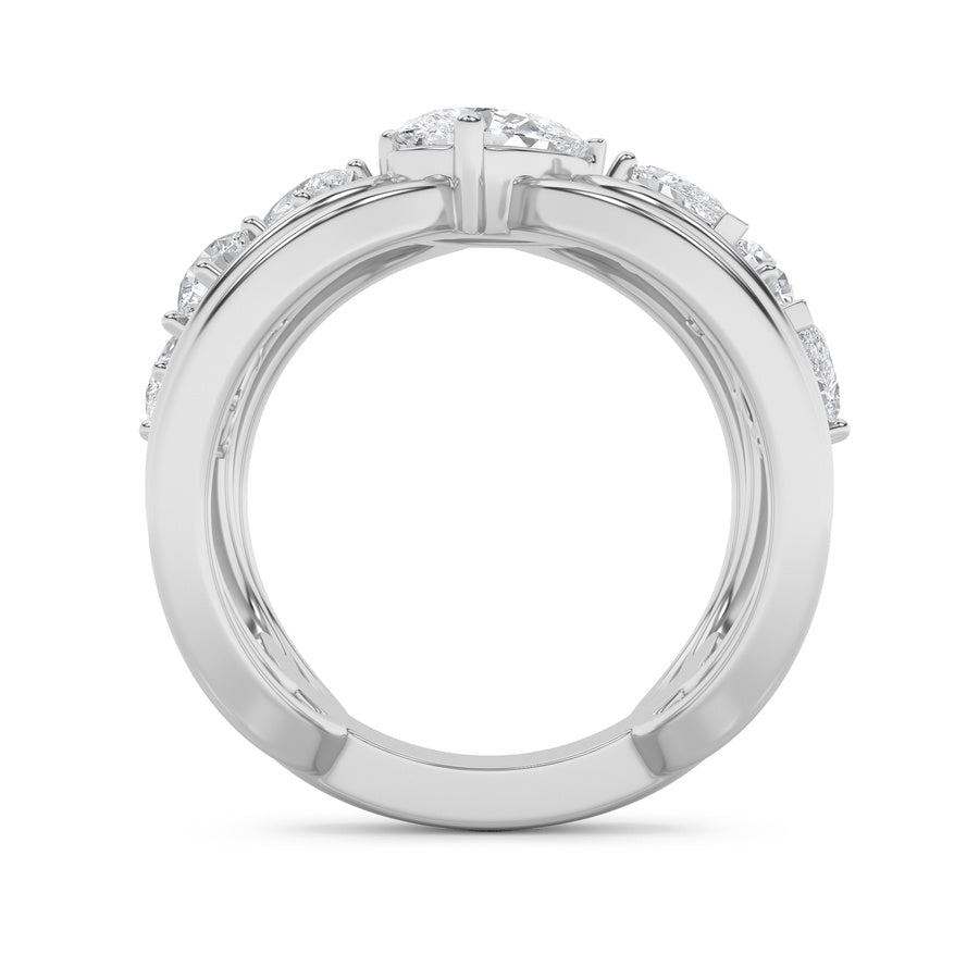 2CTW Pear Shaped Lab Grown Diamond (F/VS) Seven Stone Fashion Ring in 14K Gold