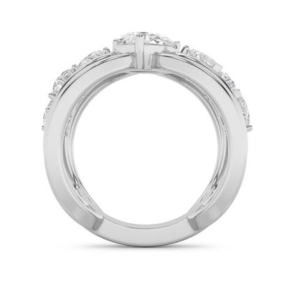 2CTW Pear Shaped Lab Grown Diamond (F/VS) Seven Stone Fashion Ring in 14K Gold