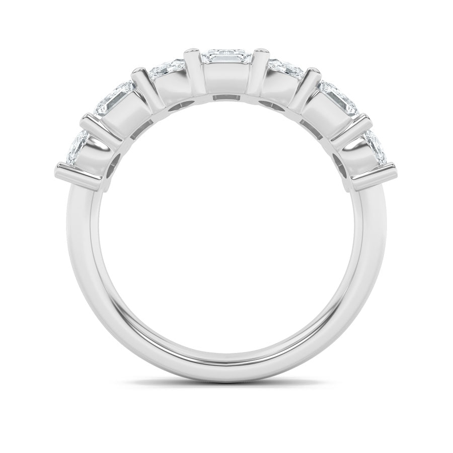 3CTW Emerald Shaped Lab Grown Diamond (F/VS) Seven Stone Band Ring in 14K Gold
