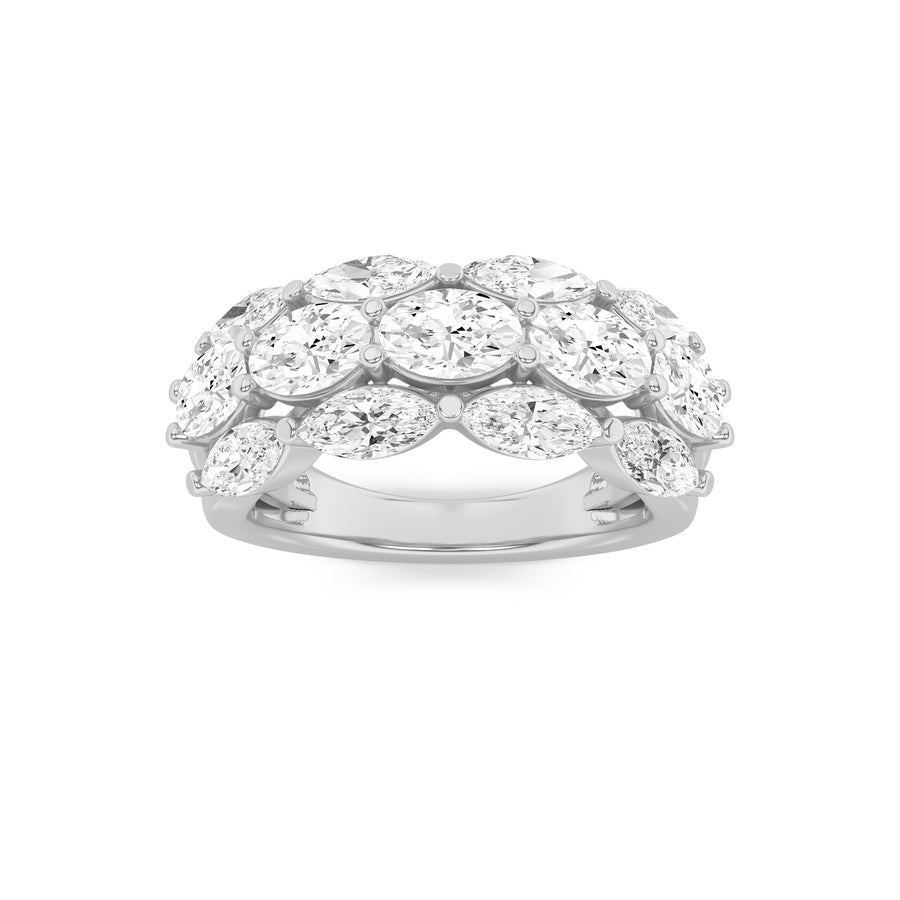 3CTW Oval Shaped Lab Grown Diamond (F/VS) Multi Stone Band Ring in 14K Gold