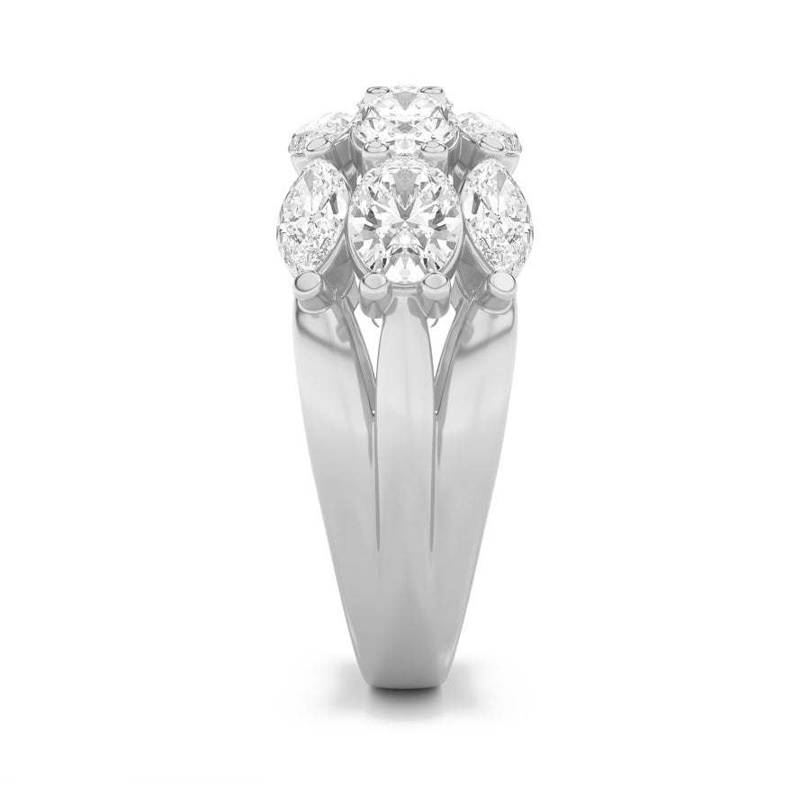 3CTW Oval Shaped Lab Grown Diamond (F/VS) Multi Stone Band Ring in 14K Gold