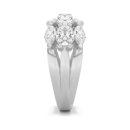 3CTW Oval Shaped Lab Grown Diamond (F/VS) Multi Stone Band Ring in 14K Gold