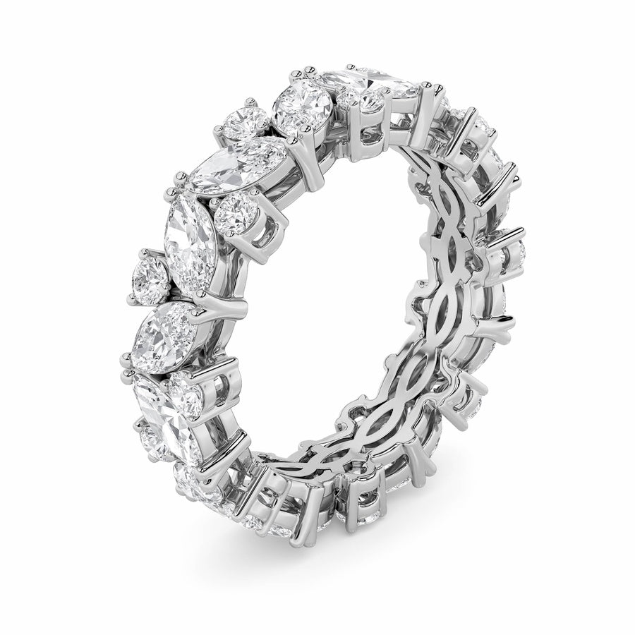 3CTW Marquise Shaped Lab Grown Diamond (G/VS) Eternity Band Ring in 14K Gold