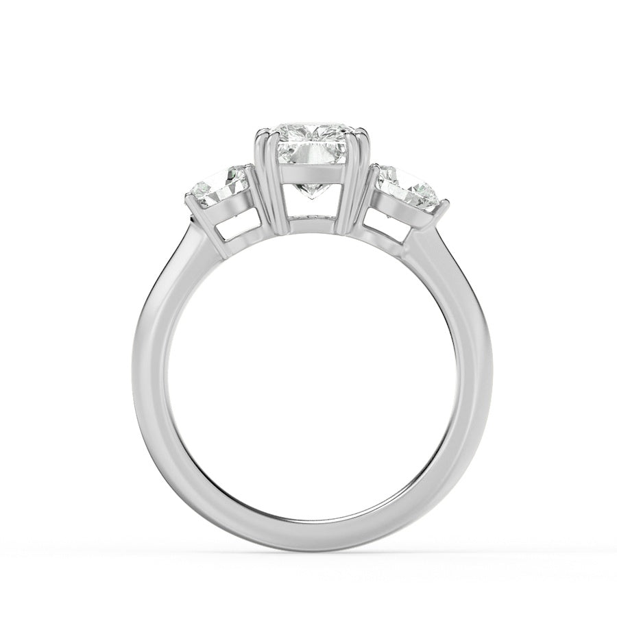 3CTW Elongated Cushion Shaped Lab Grown Diamond (G/VS) Bold Three Stone Ring in 14K Gold