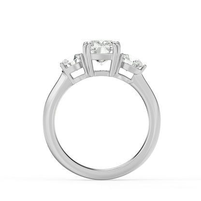 3CTW Elongated Cushion Shaped Lab Grown Diamond (G/VS) Bold Three Stone Ring in 14K Gold