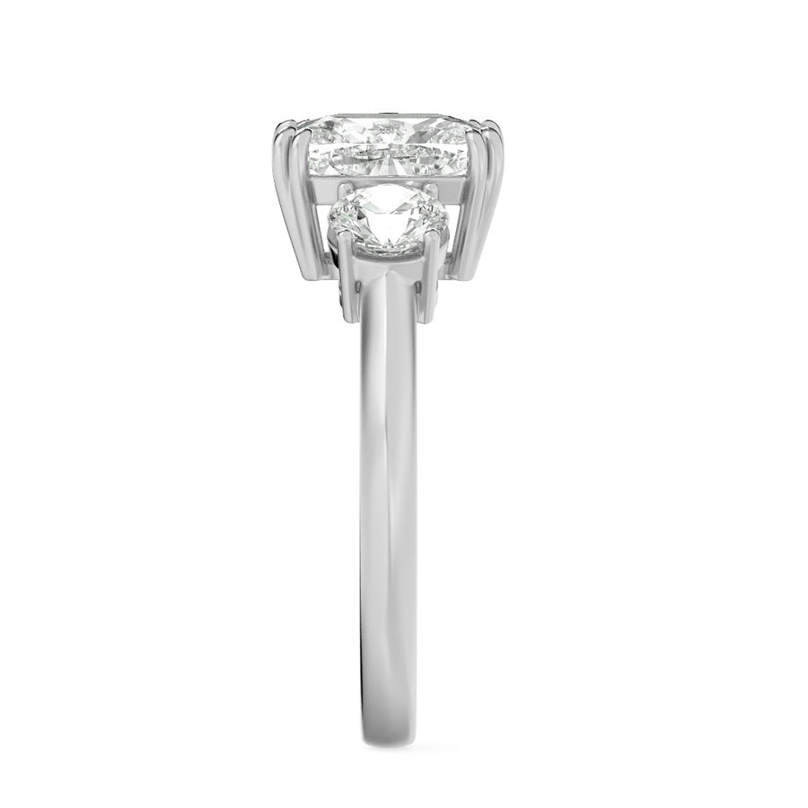 3CTW Elongated Cushion Shaped Lab Grown Diamond (G/VS) Bold Three Stone Ring in 14K Gold