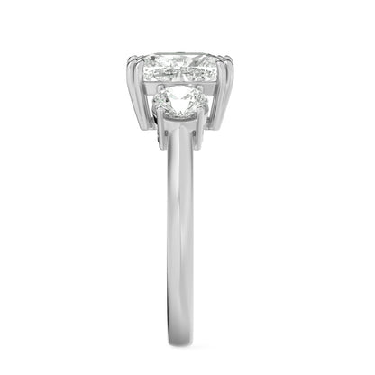 3CTW Elongated Cushion Shaped Lab Grown Diamond (G/VS) Bold Three Stone Ring in 14K Gold