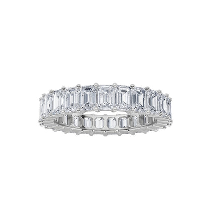 2.75CTW Emerald Shaped Lab Grown Diamond Split Prong Eternity Ring in 14K Gold (F/VS)