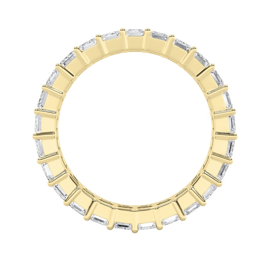 3.75CTW Emerald Shaped Lab Grown Diamond Split Prong Eternity Ring in 14K Gold (F/VS)