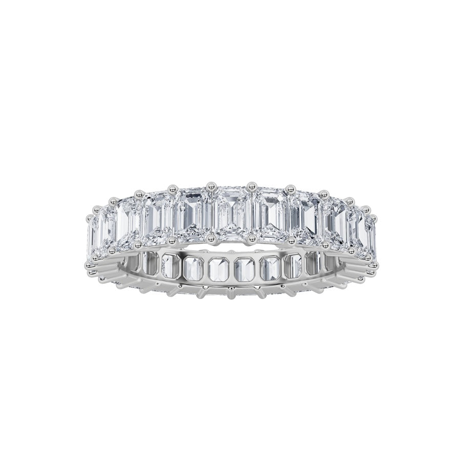 4.25CTW Emerald Shaped Lab Grown Diamond Split Prong Eternity Ring in 14K Gold (F/VS)