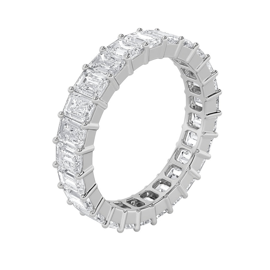 5CTW Emerald Shaped Lab Grown Diamond (F/VS) Ring in 14K White Gold