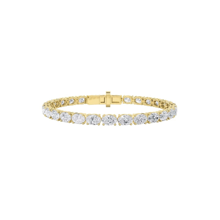 12CTW Oval Shaped Lab Grown Diamond (F/VS) Tennis Bracelet in 14K Gold