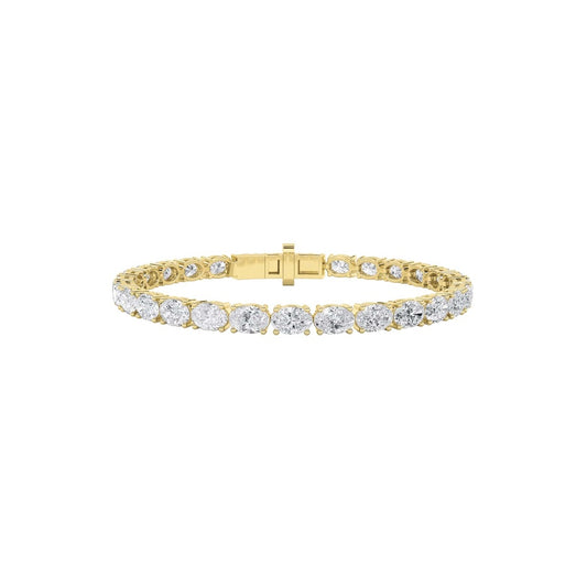 12CTW Oval Shaped Lab Grown Diamond (F/VS) Tennis Bracelet in 14K Gold