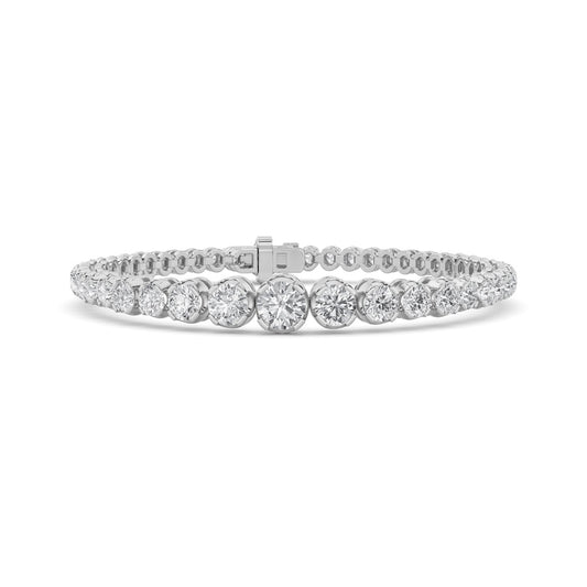 5CTW Round Shaped Lab Grown Diamond (F/VS) Graduating Tennis Bracelet in 14K Gold