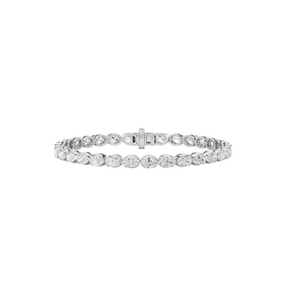 5.5CTW Oval Shaped Lab Grown Diamond (F/VS) Tennis Bracelet in 14K Gold