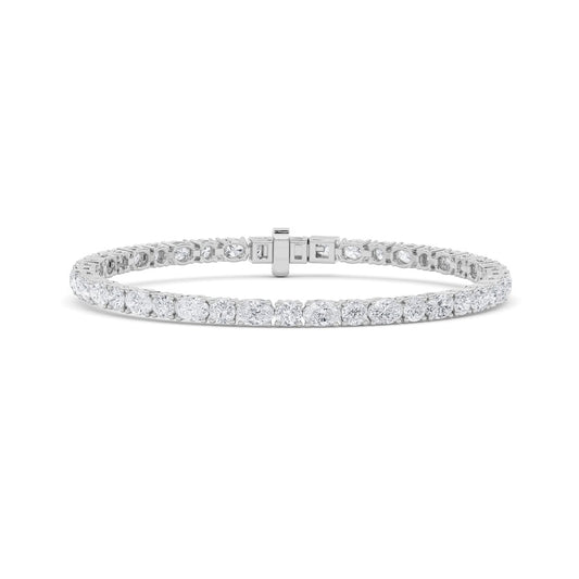 6.75CTW Oval Shaped Lab Grown Diamond (F/VS) Bracelet in 14K Gold
