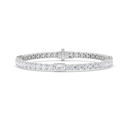 10CTW Emerald Shaped Lab Grown Diamond (F/VS) East West Station Bracelet in 14K Gold