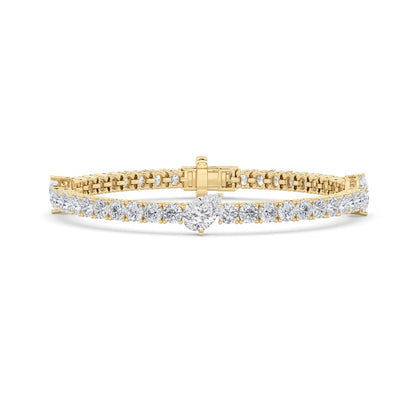 10CTW Pear Shaped Lab Grown Diamond (F/VS) East West Station Bracelet in 14K Gold