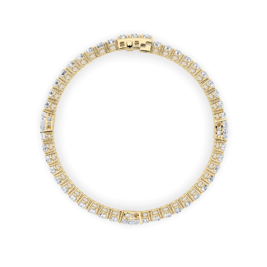 10CTW Pear Shaped Lab Grown Diamond (F/VS) East West Station Bracelet in 14K Gold