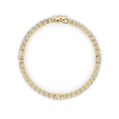 10CTW Pear Shaped Lab Grown Diamond (F/VS) East West Station Bracelet in 14K Gold
