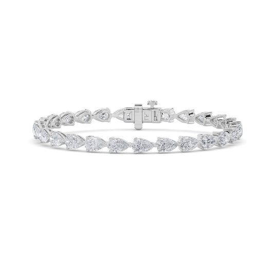 8.5CTW Pear Shaped Lab Grown Diamond (F/VS) Fancy Line Bracelet in 14K Gold