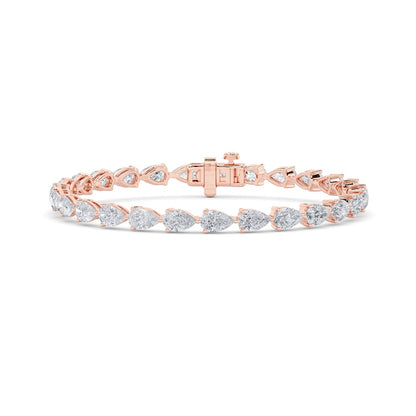 8.5CTW Pear Shaped Lab Grown Diamond (F/VS) Fancy Line Bracelet in 14K Gold