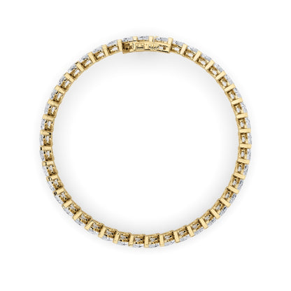 16.5CTW Marquise Shaped Lab Grown Diamond (F/VS) Angled Line Bracelet in 14K Gold