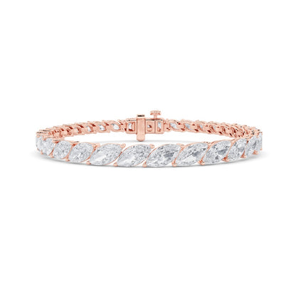 13.5CTW Marquise Shaped Lab Grown Diamond (F/VS) Bracelet in 14K Gold