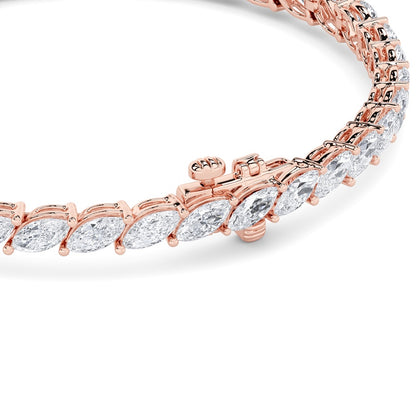 13.5CTW Marquise Shaped Lab Grown Diamond (F/VS) Bracelet in 14K Gold