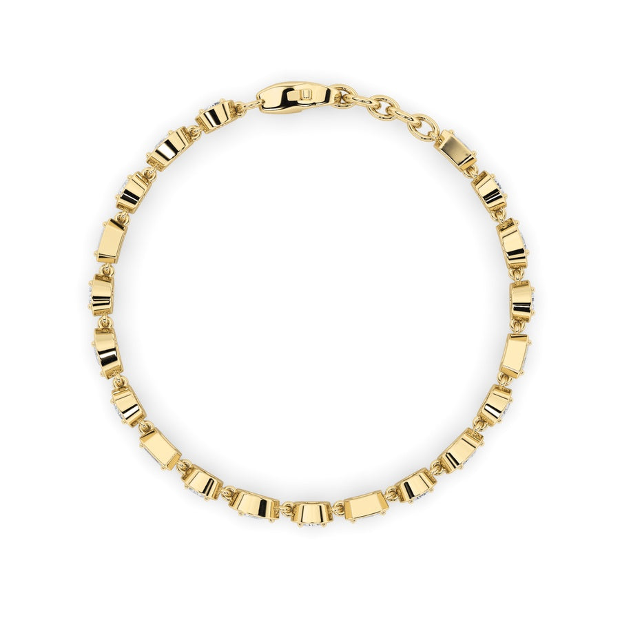4CTW Mix Shaped Lab Grown Diamond (G/VS) Bracelet in 14K Gold