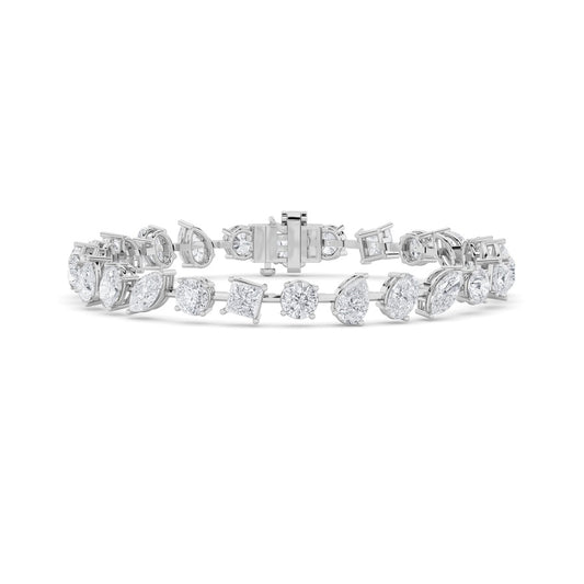 10.25CTW Mix Shaped Lab Grown Diamond (F/VS) Bracelet in 14K Gold