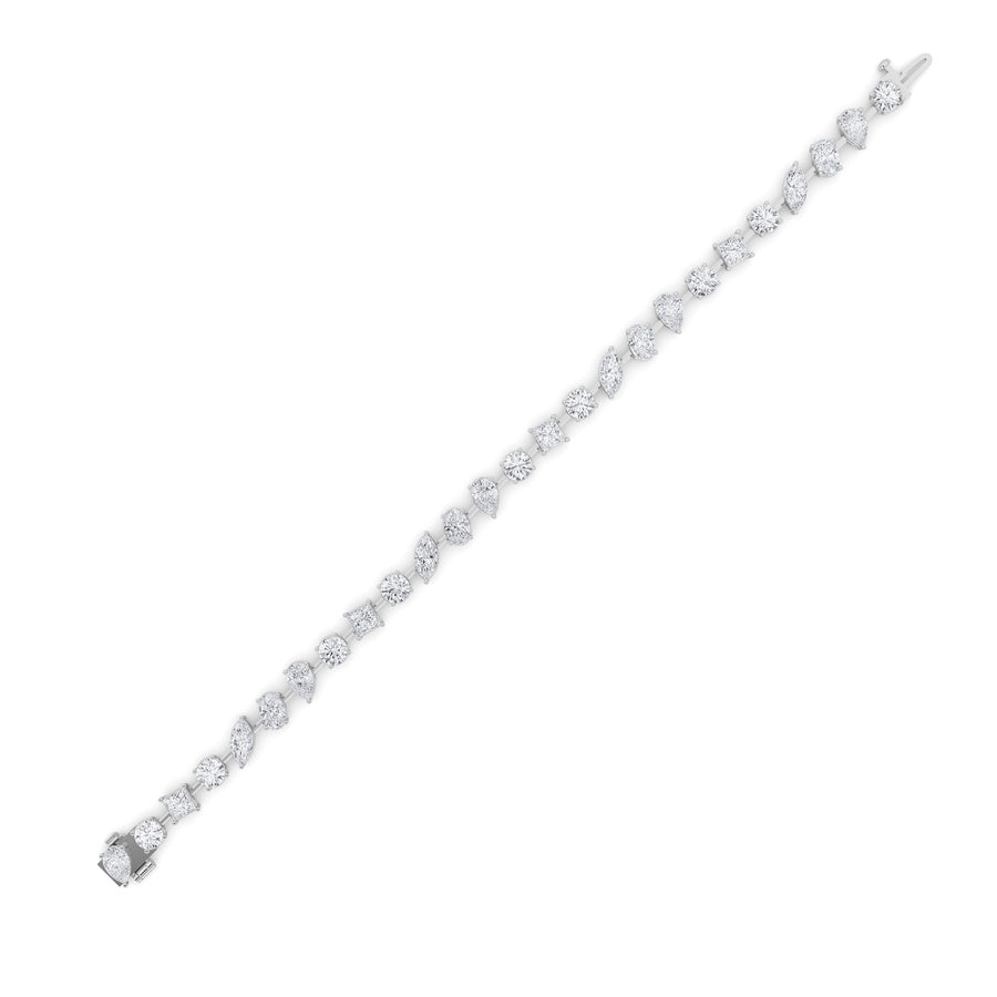 10.25CTW Mix Shaped Lab Grown Diamond (F/VS) Bracelet in 14K Gold
