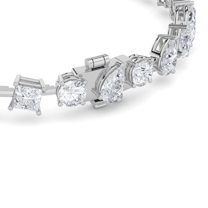 10.25CTW Mix Shaped Lab Grown Diamond (F/VS) Bracelet in 14K Gold