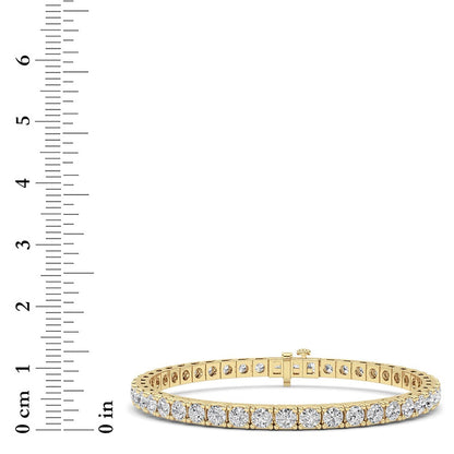 10CTW Round Shaped Lab Grown Diamond (F/VS) Bracelet in 14K Gold