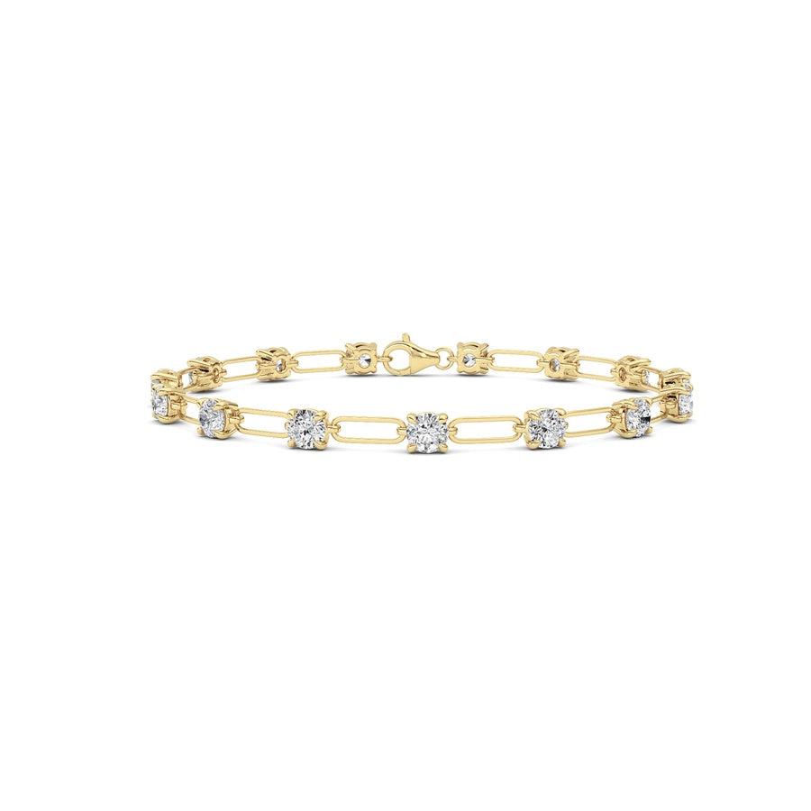 3CTW Round Shaped Lab Grown Diamond (F/VS) Station Bracelet in 14K Gold