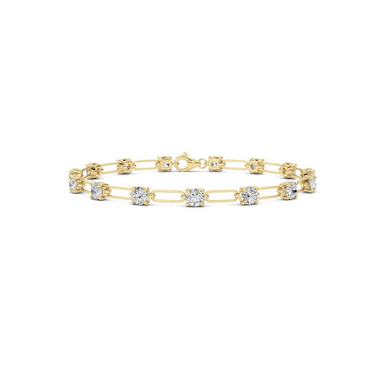 3CTW Round Shaped Lab Grown Diamond (F/VS) Station Bracelet in 14K Gold