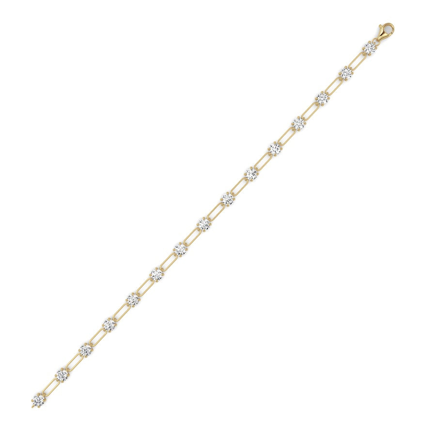 3CTW Round Shaped Lab Grown Diamond (F/VS) Station Bracelet in 14K Gold