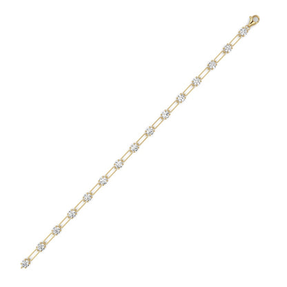 3CTW Round Shaped Lab Grown Diamond (F/VS) Station Bracelet in 14K Gold
