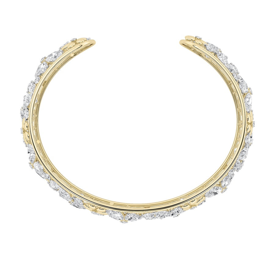 23.5CTW Mix Shaped Lab Grown Diamond (F/VS) Fancy Flower Bracelet in 14K Gold