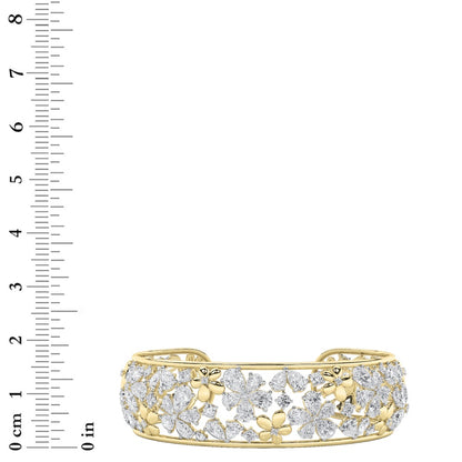 23.5CTW Mix Shaped Lab Grown Diamond (F/VS) Fancy Flower Bracelet in 14K Gold