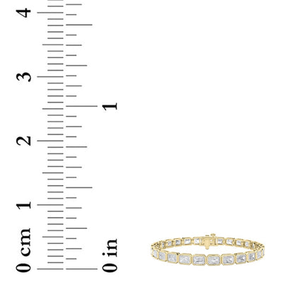 15CTW Emerald Shaped Lab Grown Diamond (F/VS) East West Bezel Set Bracelet in 14K Gold